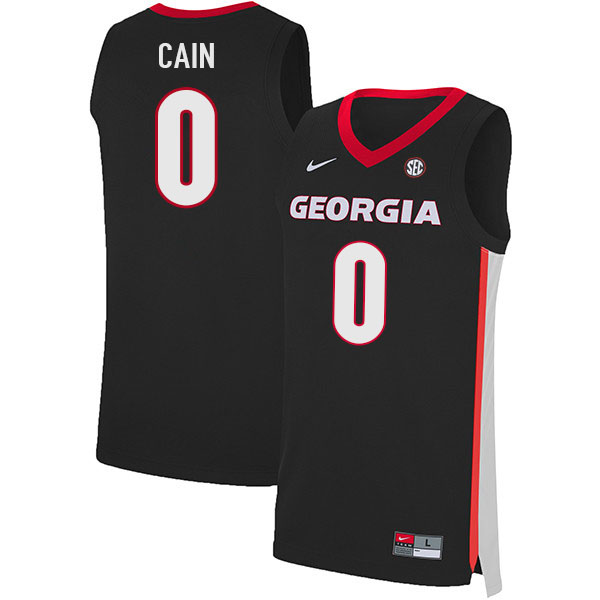 Georgia Bulldogs #0 Blue Cain College Basketball Jerseys Stitched Sale-Black